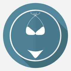 Icon Bikini on white circle with a long shadow