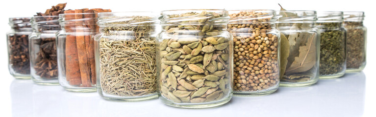 Herbs and spices in mason jar