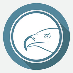 Icon eagle on white circle with a long shadow