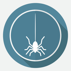 Icon Spider on white circle with a long shadow