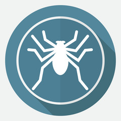Icon Spider on white circle with a long shadow