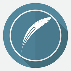 Icon pen on white circle with a long shadow