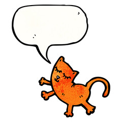 funny cartoon cat with speech bubble
