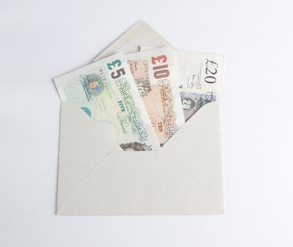Pounds in umschlag envelope 10 pounds 5 pounds 20 pounds