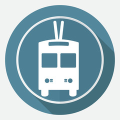 Icon Train on white circle with a long shadow