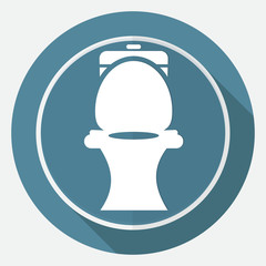 Icon Toilet on white circle with a long shadow