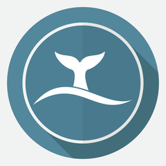 Icon shark on white circle with a long shadow