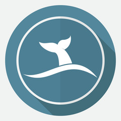 Obraz premium Icon shark on white circle with a long shadow