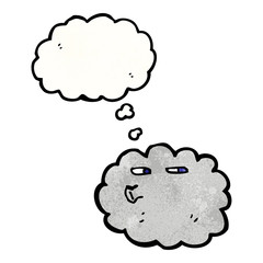 cartoon raincloud with thought bubble