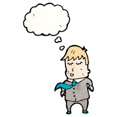 cartoon man in suit with thought bubble
