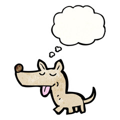 cartoon little dog with thought bubble