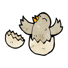 cartoon hatching baby bird