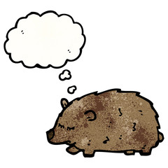 funny bear with thought bubble cartoon