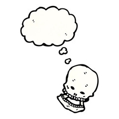 cartoon skull with thought bubble