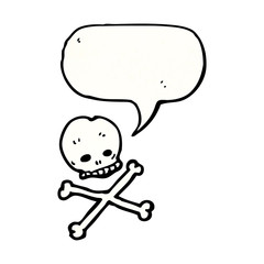 skull and crossbones with speech bubble cartoon