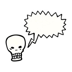 shrieking skull with speech bubble cartoon