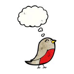 cartoon robin with thought bubble