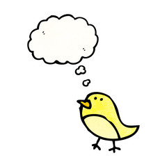 cartoon bird with thought bubble