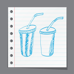 cool drink in plastic cup sketch style