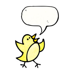 cartoon bird drawing with speech bubble