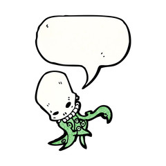 spooky tentacle skull cartoon