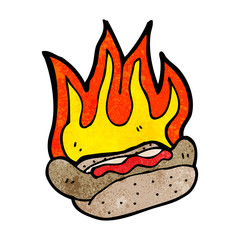 cartoon flaming hotdog © lineartestpilot