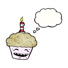 cupcake with candle cartoon