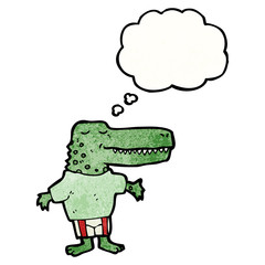 cartoon crocodile with thought bubble
