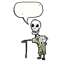 cartoon old skeleton talking