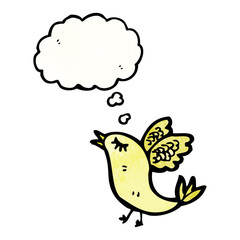 cartoon bird with thought bubble