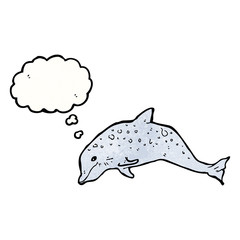 cartoon dolphin with thought bubble