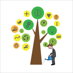 Man plant tree of ideas