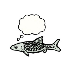 cartoon fish with thought bubble