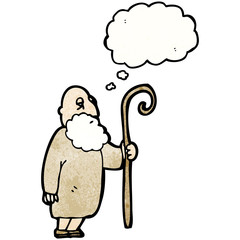 cartoon old sheperd man