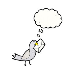 cartoon bird with envelope