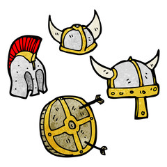 cartoon old helmets