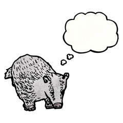 cartoon badger with thought bubble