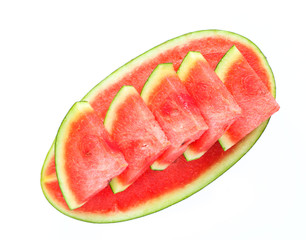 half of watermelon with slice isolated on white