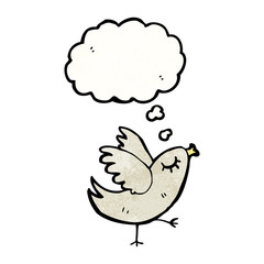 cartoon bird with thought bubble