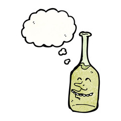 cartoon wine bottle with face