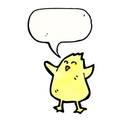 cartoon yellow chick with speech bubble