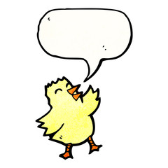 cartoon yellow chick with speech bubble
