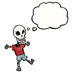 cartoon skeleton with thought bubble