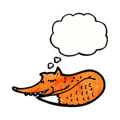 cartoon fox with thought bubble