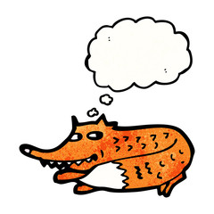 cartoon fox with thought bubble