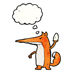 cartoon fox throwing egg