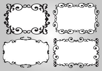 Vintage calligraphy decorative business background, vector retro antique blank baroque border template frame set