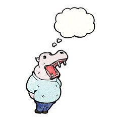 cartoon hippo with thought bubble