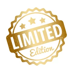 Limited Edition rubber stamp award vector gold on a white background. © AllebaziB