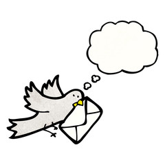 cartoon pigeon with letter